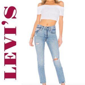 LEVI'S 501S Premium Big E Selvedge Button Fly Distressed Skinny Jeans, Size 25